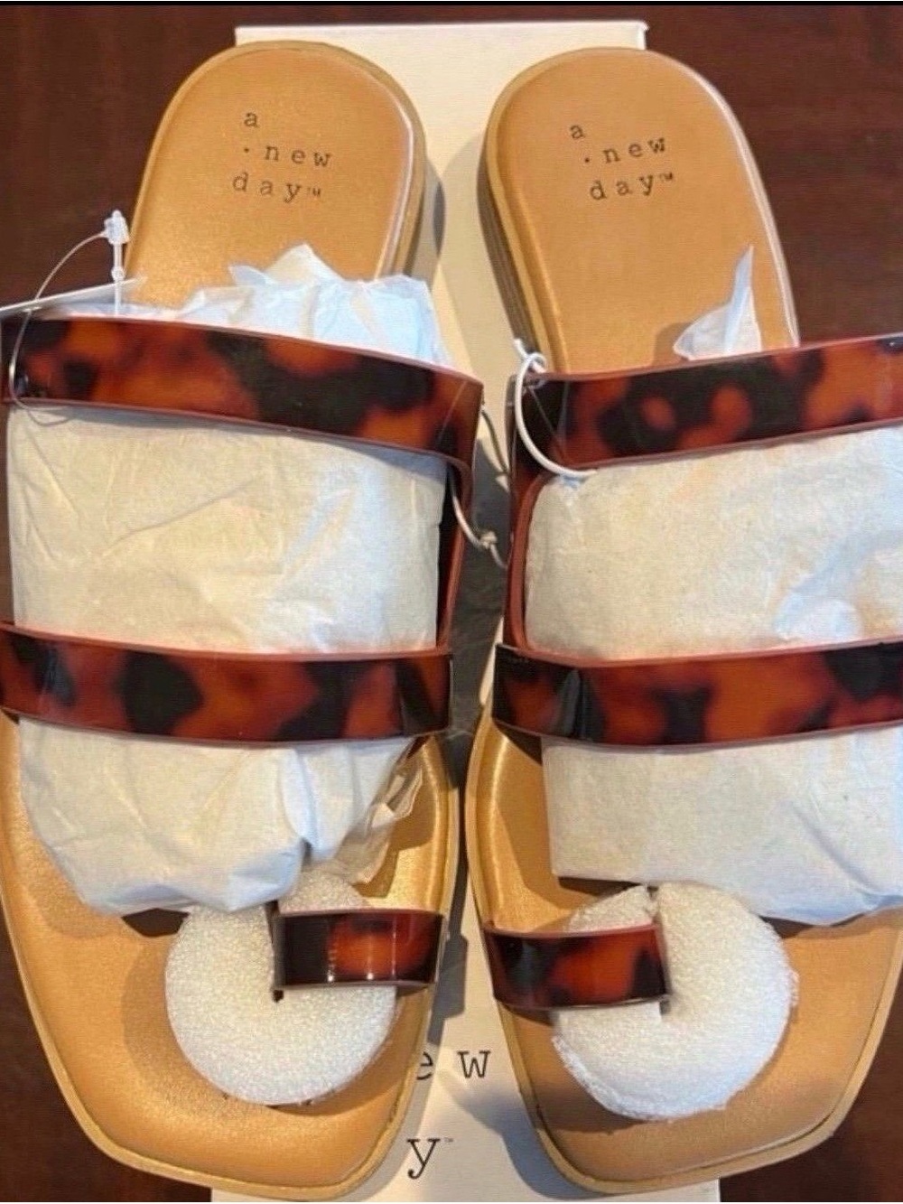 a new day Tortoiseshell Triple-Strap Slide Sandals - Brown & Black